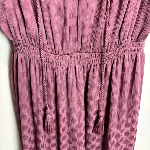 Max Studio Bohemian Dots Peasant Tiered Maxi Dress Silky Mauve Sz Small - Picture 5 of 10